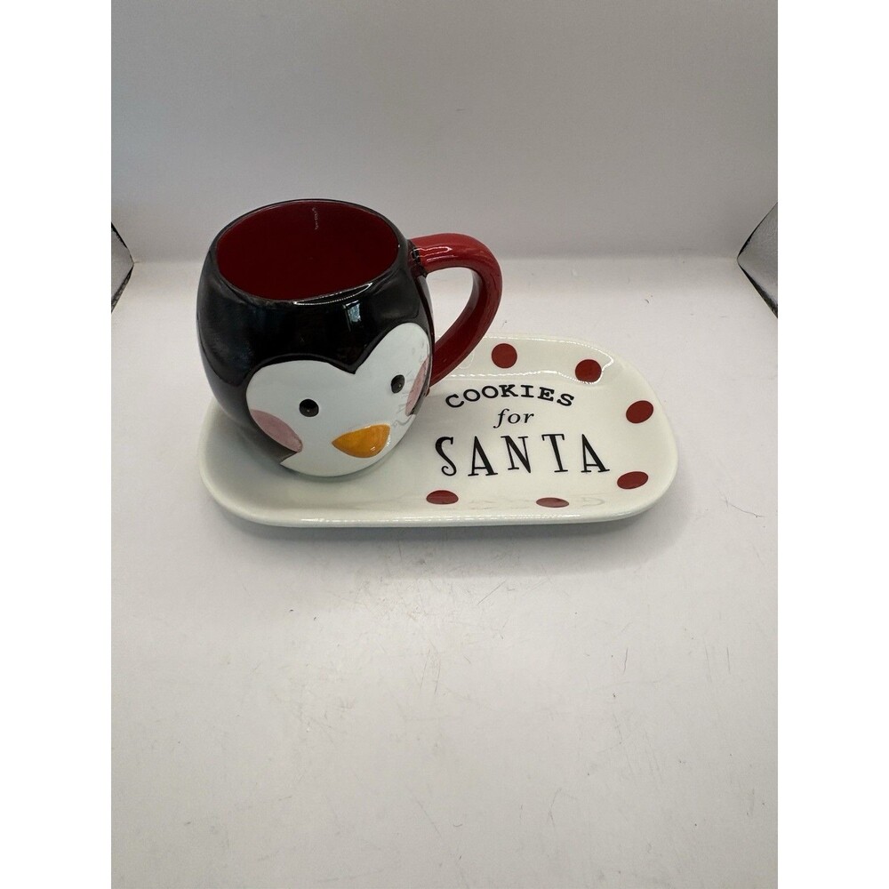 MAGENTA “Cookies For Santa” Plate And Penguin Mug
